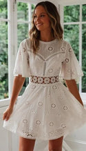 Load image into Gallery viewer, Simple Hollow Out Lace Mini Dress