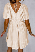 Load image into Gallery viewer, Tied V-Neck Short Sleeve Mini Dress