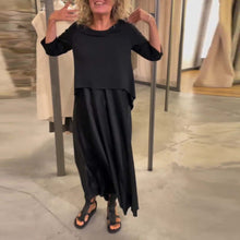 Load image into Gallery viewer, Black Half Sleeves Maxi Two Piece Dress