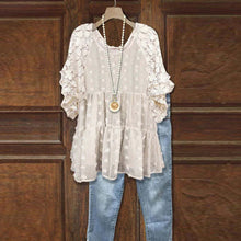 Load image into Gallery viewer, Floral Pattern Lace Patchwork Blouse
