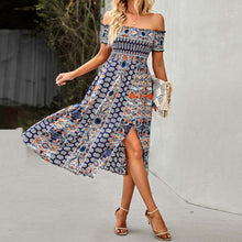 Load image into Gallery viewer, Off-Shoulder Frill Trim Split Dress