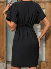 Load image into Gallery viewer, Black Pleated V-Neck Mini Dresses
