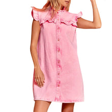 Load image into Gallery viewer, Casual Denim Button Down Mini Dress