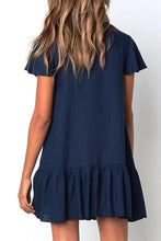 Load image into Gallery viewer, V-neck Button Down Ruffle Mini Dress