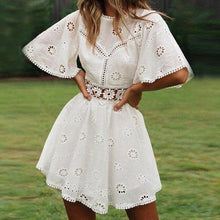 Load image into Gallery viewer, Simple Hollow Out Lace Mini Dress
