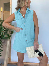 Load image into Gallery viewer, Denim Sleeveless Collared Oversized Romper