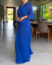 Load image into Gallery viewer, V-neck Pleated Empired Maxi Dress