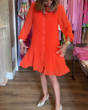 Load image into Gallery viewer, Red Pleated Long Sleeve Mini Dress