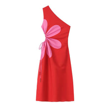 Load image into Gallery viewer, Red Floral Cut Out Midi Dress