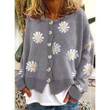 Load image into Gallery viewer, Orange Daisy Print Long Sleeve Cardigan