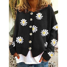 Load image into Gallery viewer, Orange Daisy Print Long Sleeve Cardigan