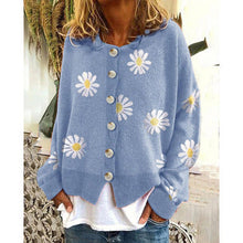 Load image into Gallery viewer, Orange Daisy Print Long Sleeve Cardigan