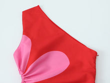 Load image into Gallery viewer, Red Floral Cut Out Midi Dress