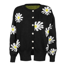 Load image into Gallery viewer, Orange Daisy Print Long Sleeve Cardigan