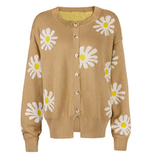 Load image into Gallery viewer, Orange Daisy Print Long Sleeve Cardigan
