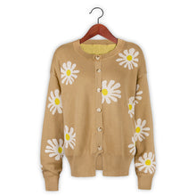Load image into Gallery viewer, Orange Daisy Print Long Sleeve Cardigan