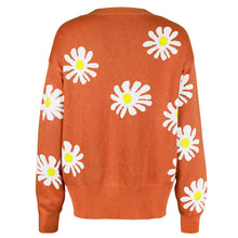 Load image into Gallery viewer, Orange Daisy Print Long Sleeve Cardigan