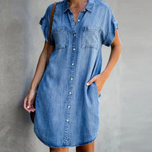 Load image into Gallery viewer, Blue Buttons Down Denim Mini Dress