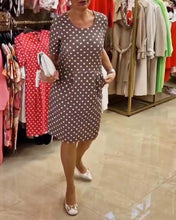 Load image into Gallery viewer, Brown Print Short Sleeve Mini Dress