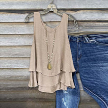 Load image into Gallery viewer, Linen-look Double Layer Triple Tiered Boho Tank Top