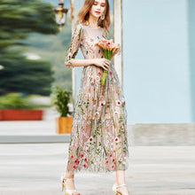 Load image into Gallery viewer, Floral Embroidery Maxi Dress