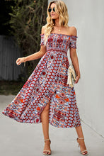 Load image into Gallery viewer, Off-Shoulder Frill Trim Split Dress