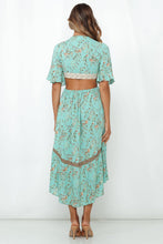 Load image into Gallery viewer, Boho Blue Floral Print High Low Dress