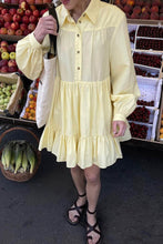 Load image into Gallery viewer, Vintage Long Sleeve Tiered Mini Shirt Dress