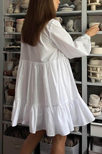 Load image into Gallery viewer, Vintage Long Sleeve Tiered Mini Shirt Dress