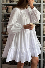 Load image into Gallery viewer, Vintage Long Sleeve Tiered Mini Shirt Dress