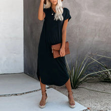 Load image into Gallery viewer, Black Simple Shift Midi Dress