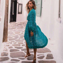 Load image into Gallery viewer, Boho Floral Wrap Midi Dress