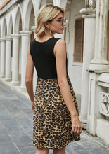 Load image into Gallery viewer, Black And Leopard Mini Dress