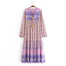Load image into Gallery viewer, Boho Floral Print Long Sleeve Loose Maxi Dress