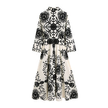 Load image into Gallery viewer, White Print Long Sleeve Button Down Midi Dress