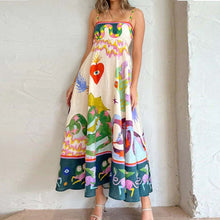 Load image into Gallery viewer, Straps Print Swing Midi Dress