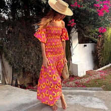 Load image into Gallery viewer, Red Print Smocked Midi Dress