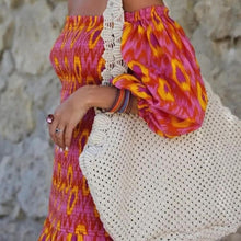 Load image into Gallery viewer, Red Print Smocked Midi Dress