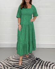 Load image into Gallery viewer, White Elastic Neck Half Sleeve Midi Lace Dress