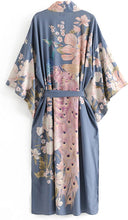 Load image into Gallery viewer, Boho Floral Peacock Print Kimono Long Robe Cover Ups