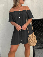 Load image into Gallery viewer, Short Sleeve Elastic Neck Casual Mini Denim Dress