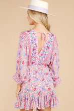 Load image into Gallery viewer, Boho Pink Deep V-neck Floral Mini Dress