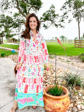 Load image into Gallery viewer, Pink Long Sleeve Tiered Midi Dress