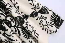 Load image into Gallery viewer, White Print Long Sleeve Button Down Midi Dress