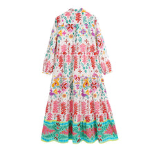 Load image into Gallery viewer, Pink Long Sleeve Tiered Midi Dress