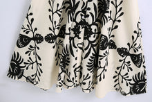 Load image into Gallery viewer, White Print Long Sleeve Button Down Midi Dress