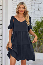 Load image into Gallery viewer, V-Neck Flounce Sleeve Tiered Dress