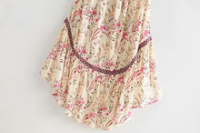 Load image into Gallery viewer, Boho Beige Floral Print High Low Dress
