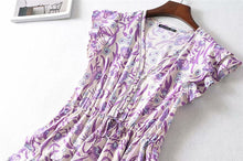 Load image into Gallery viewer, Boho Lilac Floral Print Mini Dress