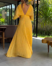 Load image into Gallery viewer, V-neck Pleated Empired Maxi Dress